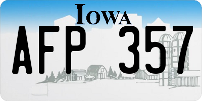 IA license plate AFP357