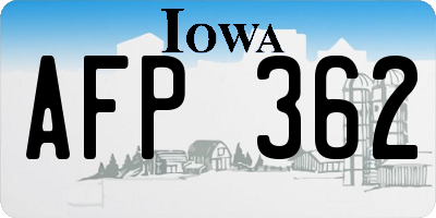 IA license plate AFP362