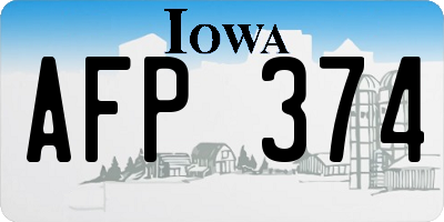 IA license plate AFP374