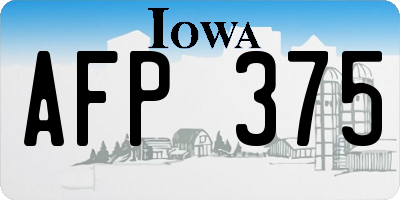 IA license plate AFP375