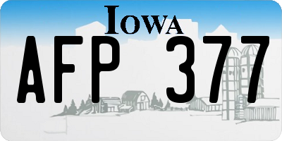 IA license plate AFP377