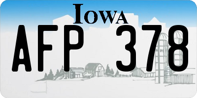 IA license plate AFP378