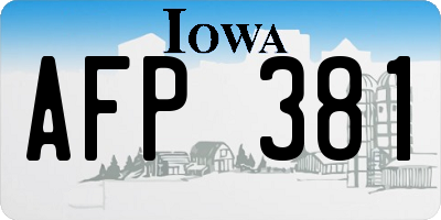IA license plate AFP381