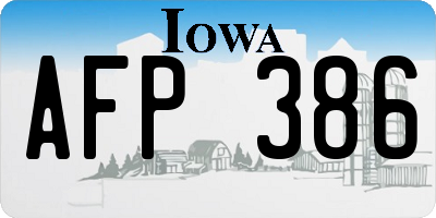 IA license plate AFP386