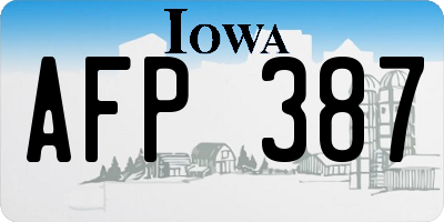 IA license plate AFP387