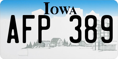 IA license plate AFP389
