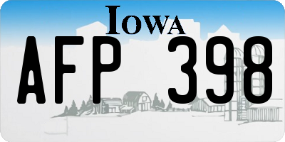 IA license plate AFP398