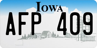 IA license plate AFP409