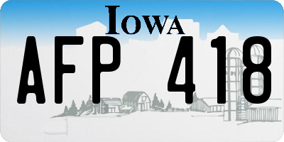 IA license plate AFP418