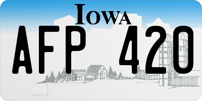 IA license plate AFP420