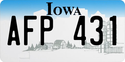 IA license plate AFP431