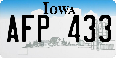 IA license plate AFP433