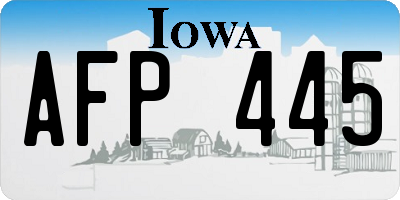 IA license plate AFP445