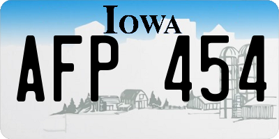 IA license plate AFP454