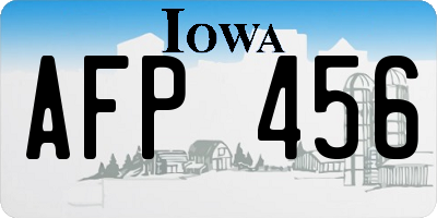 IA license plate AFP456