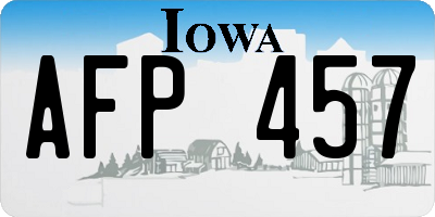 IA license plate AFP457