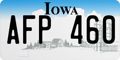 IA license plate AFP460