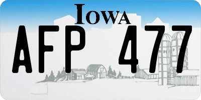 IA license plate AFP477
