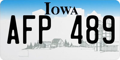 IA license plate AFP489