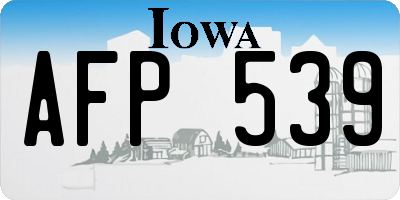 IA license plate AFP539
