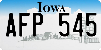 IA license plate AFP545