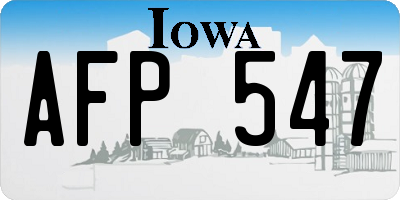 IA license plate AFP547