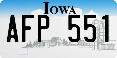 IA license plate AFP551
