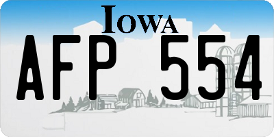 IA license plate AFP554