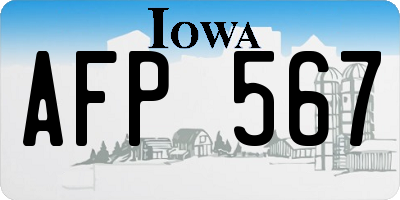 IA license plate AFP567