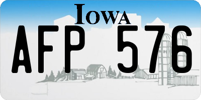 IA license plate AFP576