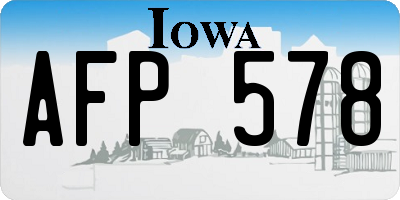 IA license plate AFP578