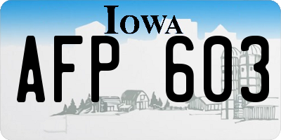 IA license plate AFP603