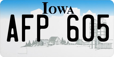 IA license plate AFP605