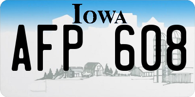 IA license plate AFP608