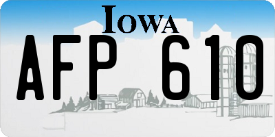 IA license plate AFP610