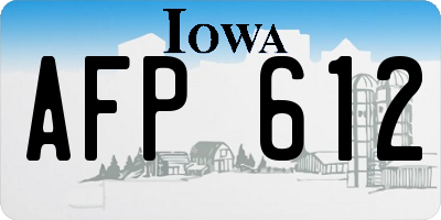 IA license plate AFP612
