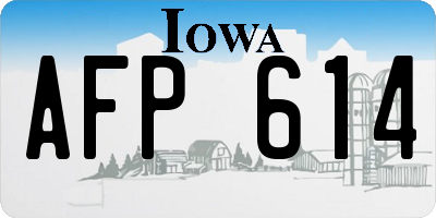 IA license plate AFP614