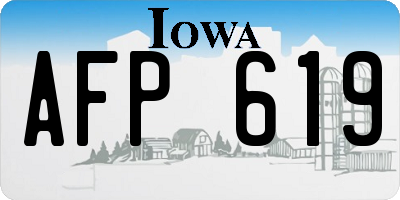 IA license plate AFP619