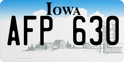 IA license plate AFP630