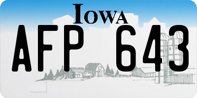 IA license plate AFP643