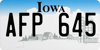 IA license plate AFP645