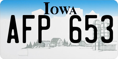 IA license plate AFP653