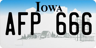 IA license plate AFP666