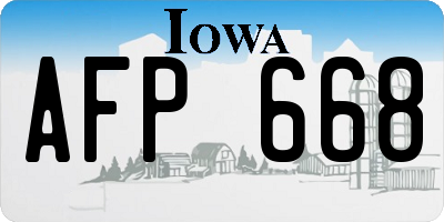IA license plate AFP668