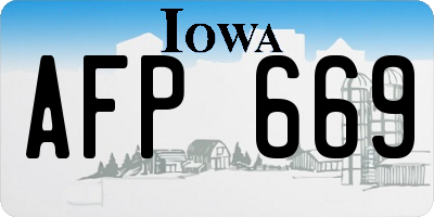 IA license plate AFP669