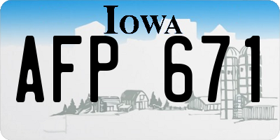 IA license plate AFP671