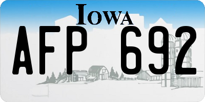 IA license plate AFP692