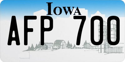 IA license plate AFP700
