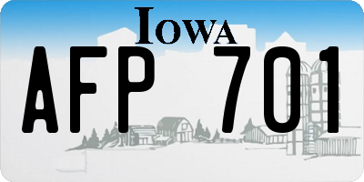 IA license plate AFP701