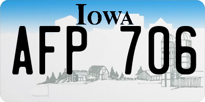 IA license plate AFP706